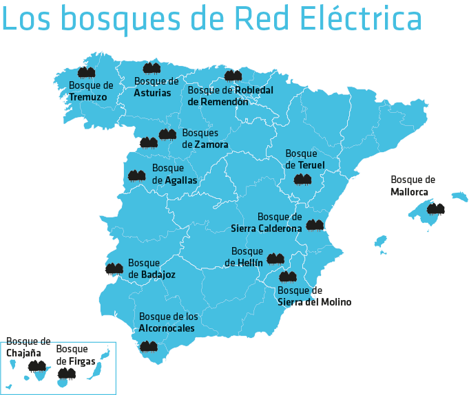Mapa de bosques de Red Eléctrica