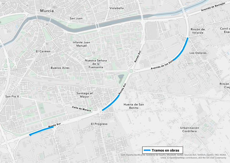 mapa trabajos Red Eléctrica Murcia