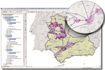 Captura de pantalla de la herramienta cartográfica de corredores de vuelo.