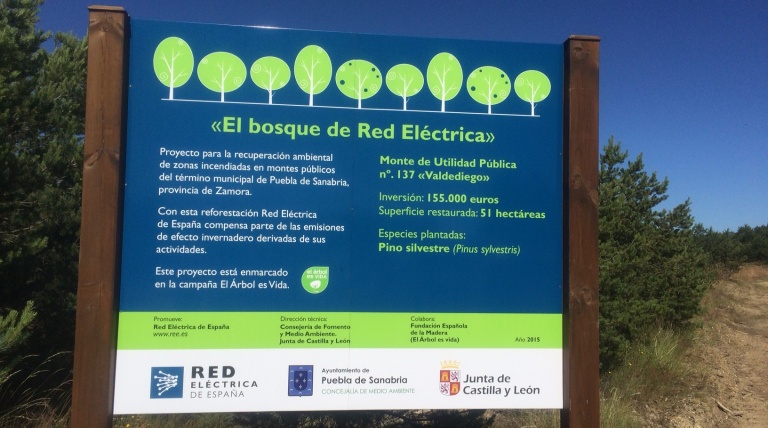 Señalización de El bosque de Red Eléctrica en Puebla de Sanabria (Zamora)