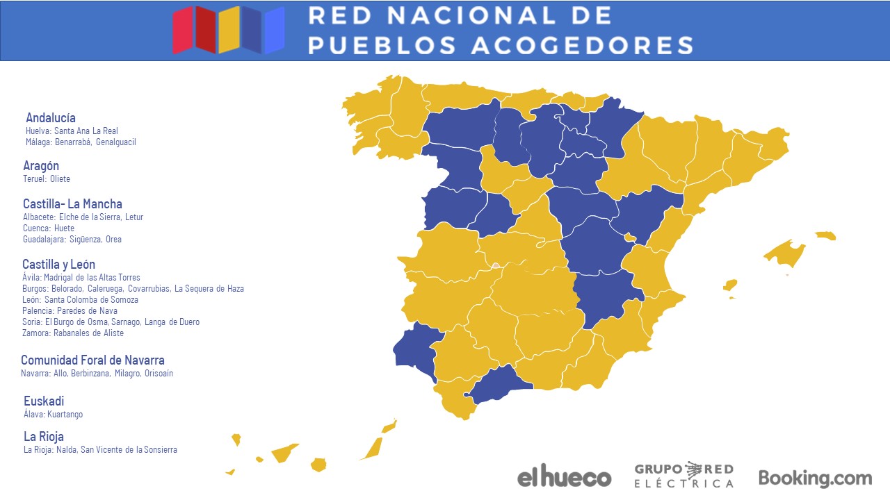 Pueblos participantes en la Red Nacional de Pueblos Acogedores para el Teletrabajo