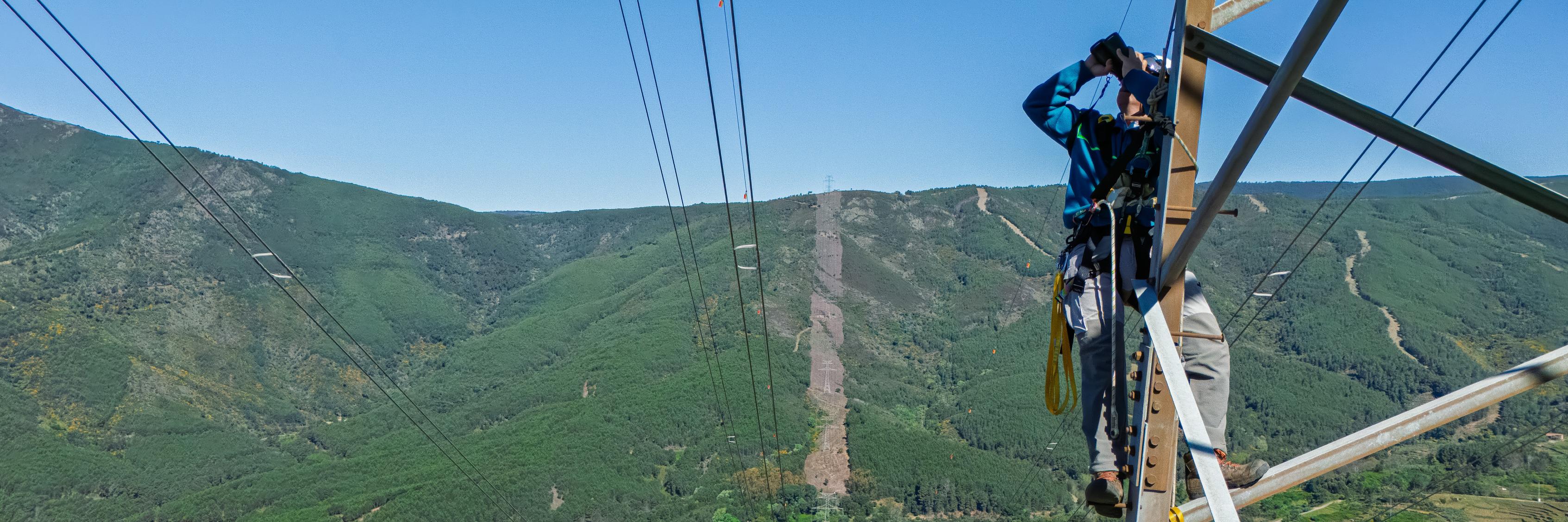 Technician carries out maintenance surveillance of safety lines and lanes to prevent fires