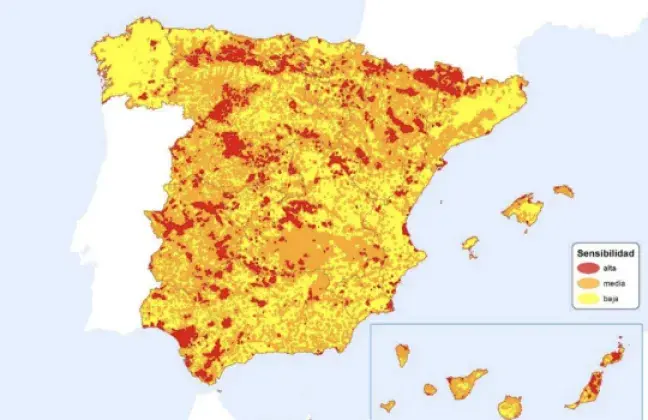 Mapa de sensibilidad de España
