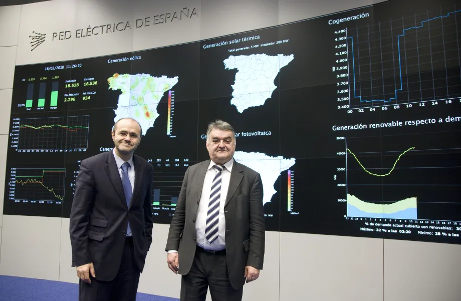 De izqda a dcha: Luis Atienza y Herbert Reul durante la visita al centro de Control de Regimen Especial