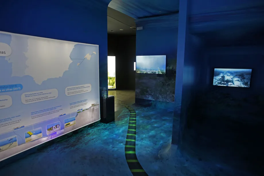 Los paneles informativos guían al visitante por la red de interconexiones submarinas.