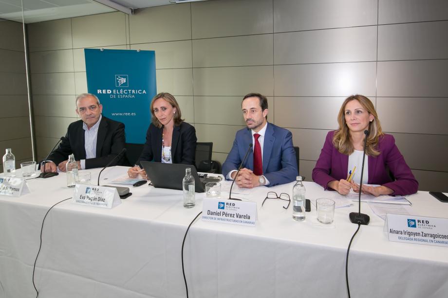 From left to right, Antonio Prada, Manager of Communication Area; Eva Pagán, General Manager of Transmision Division; Daniel Pérez Varela, Manager of Infrastructure for the Canary Islands, and Ainara Irigoyen, Manager of Canary Islands Regional Office.