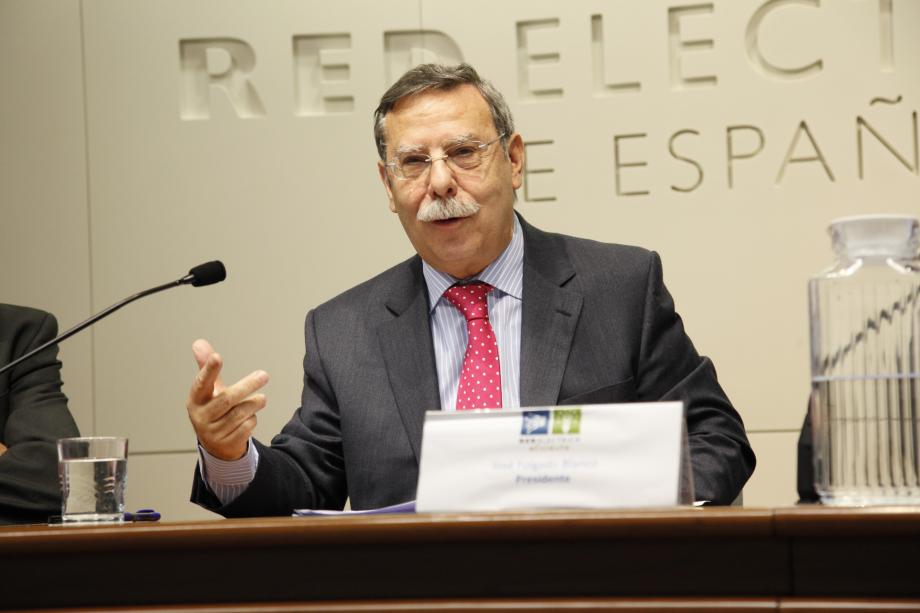 José Folgado, presidente de Red Eléctrica, durante la entrega de las distinciones a los proyectos de eficiencia energética del 2013.