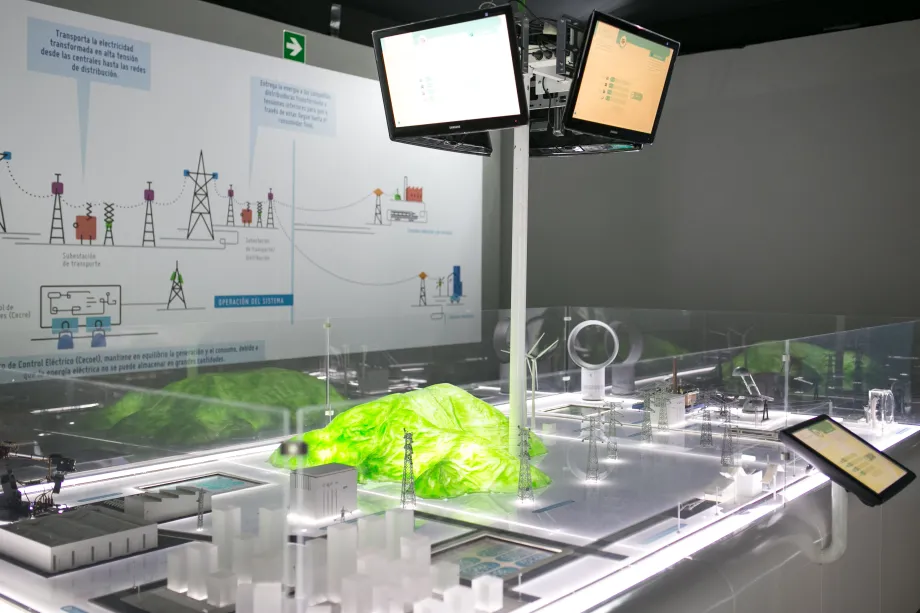 Close up of the model of the system.