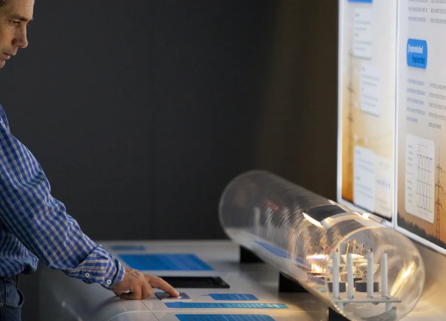 Close up of one of the exhibit’s interactive models.