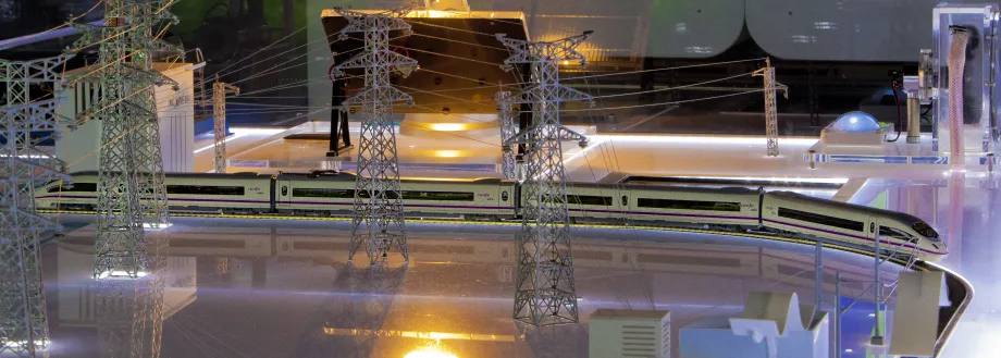 Close up of the model of the electrical system.