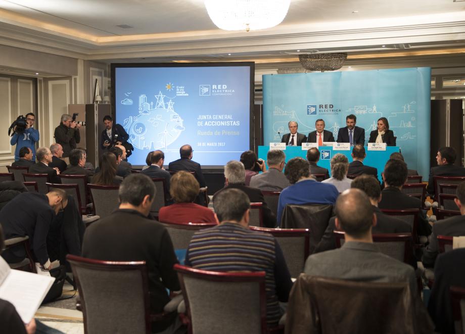Vista de la rueda de prensa celebrada con motivo de la Junta General de Accionistas 2017.