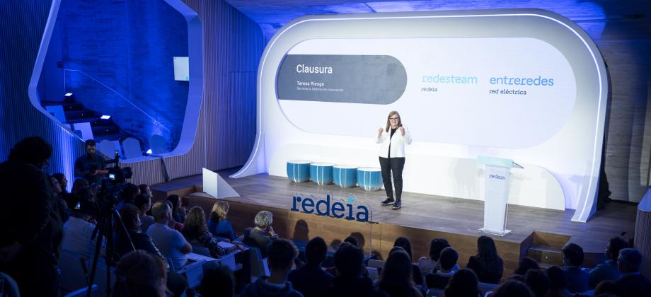 La secretaria general de Innovación, Teresa Riesgo, durante su intervención en la entrega de premios.