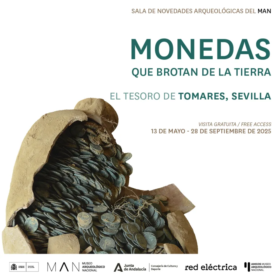 Cartel de la exposición a la entrada del Museo Arqueológico Nacional, en Madrid.